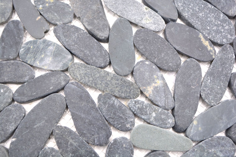 Mosaico azulejo río guijarro piedra guijarro corte negro 5 7 MOS30-IN24_f