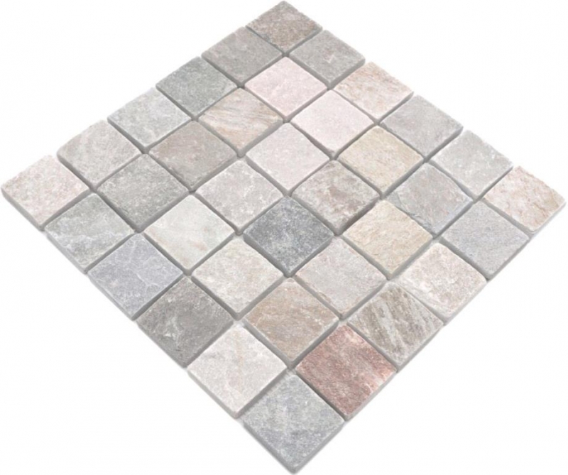 Mosaico de cuarcita piedra natural cuarcita beige cocina splashback gris MOS36-0204_f