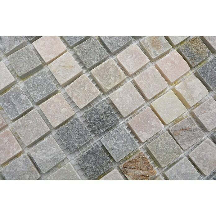 Mosaico de cuarcita piedra natural cuarcita beige cocina splashback gris MOS36-0206_f