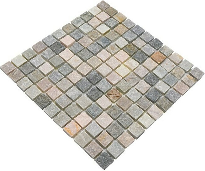 Mosaico de cuarcita piedra natural cuarcita beige cocina splashback gris MOS36-0206_f