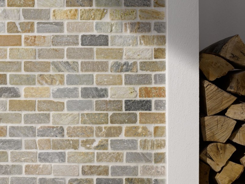 Mosaico azulejo cuarcita piedra natural ladrillo cuarcita cocina splashback beige gris MOS36-0208_f