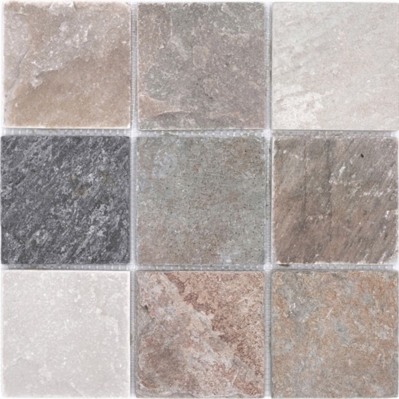 Mosaico de cuarcita piedra natural cuarcita beige gris cocina splashback MOS36-0210_f