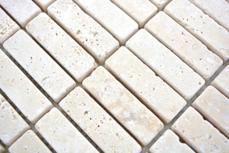 Mosaico de azulejos de travertino de piedra natural de color beige varillas Chiaro Antique Travertino MOS43-46158_f