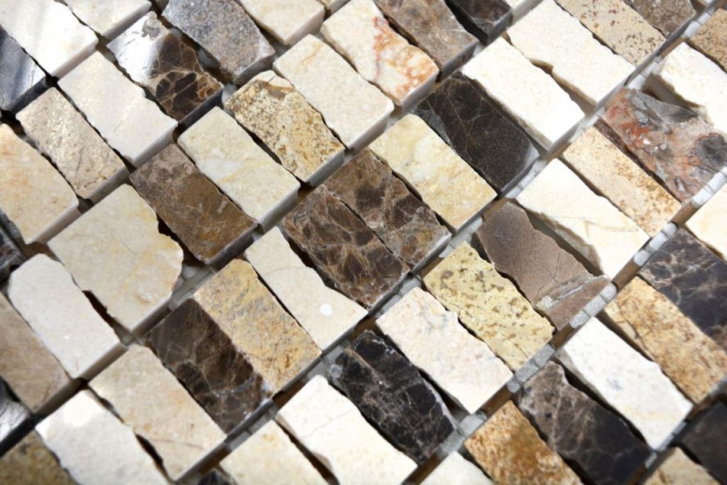 Mosaico Mármol Piedra Natural Palillos beige Alfombra Crema Marfil Dark Emperador honed MOSSopo-M10-VH21_f
