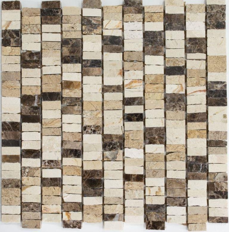 Mosaico Mármol Piedra Natural Palillos beige Alfombra Crema Marfil Dark Emperador honed MOSSopo-M10-VH21_f