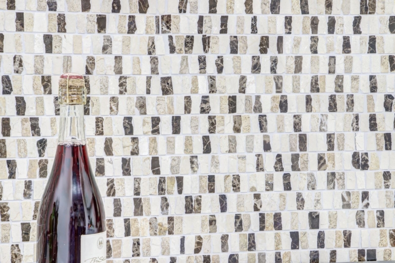 Mosaico Mármol Piedra Natural Palillos beige Alfombra Crema Marfil Dark Emperador honed MOSSopo-M10-VH21_f