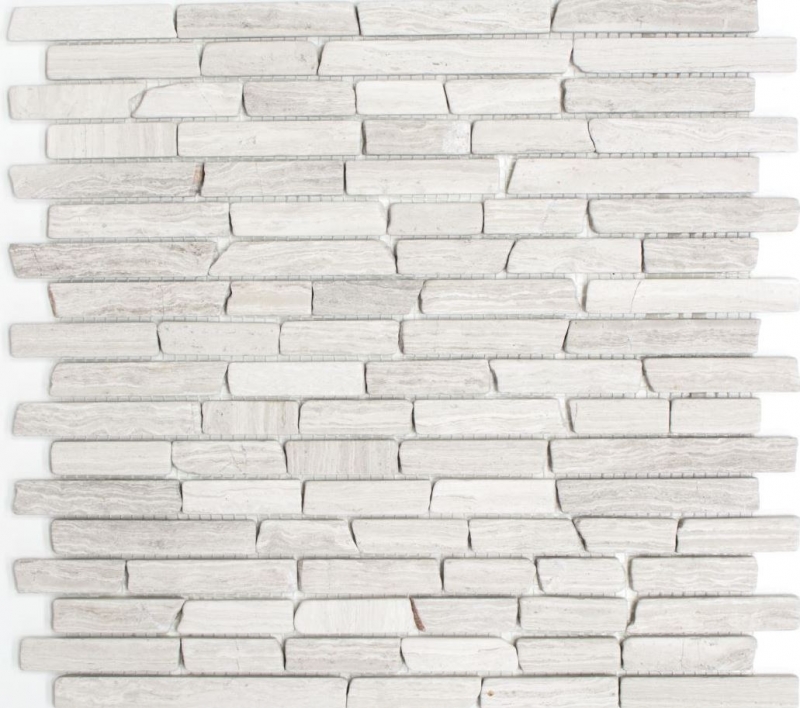 Mosaico de mármol de piedra natural de ladrillo de mármol gris rayas backsplash MOS40-MOSBrick2012_f