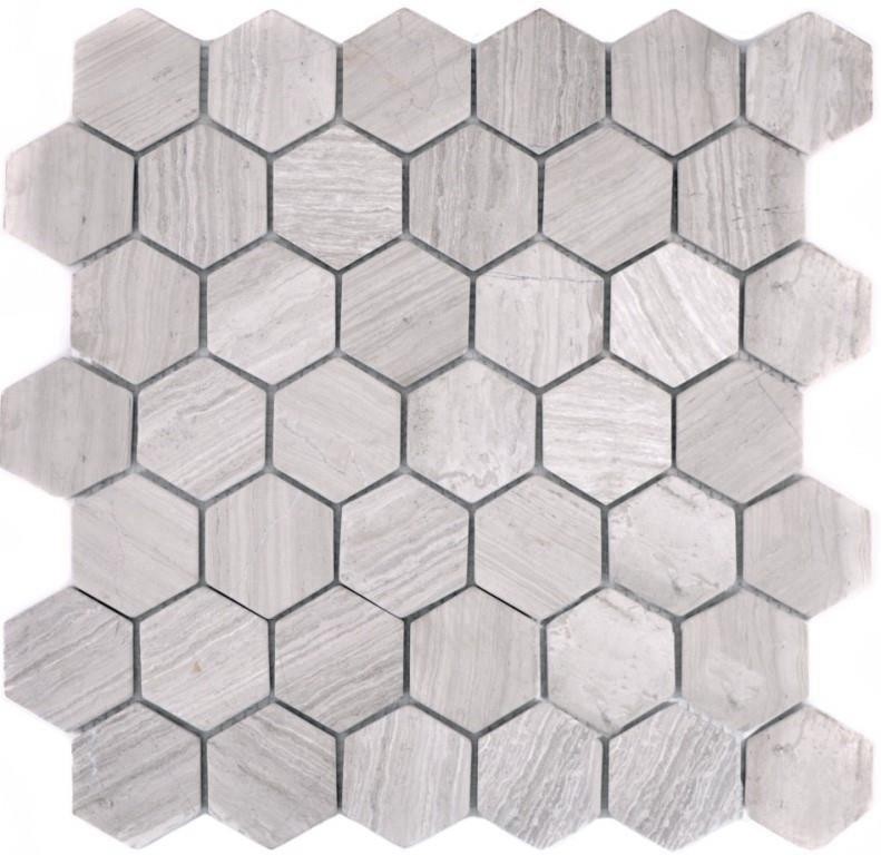 Mosaico de mármol de piedra natural hexágono de mármol gris rayas MOS44-1205_f