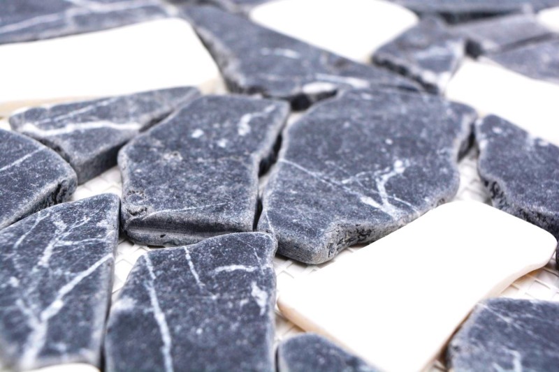 Mosaico de mármol piedra natural blanco negro cantera Ciot Nero Bianco MOS44-0204_f