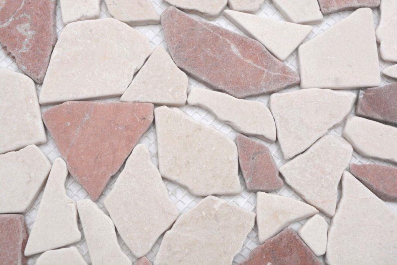 Mosaico de mármol piedra natural rojo beige cantera Ciot Rosso Verona Botticino MOS44-1002_f