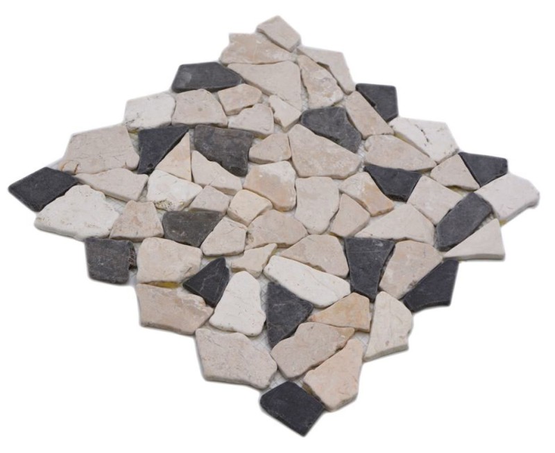 Mosaico de mármol piedra natural beige negro cantera Ciot BianconeJava MOS44-30-110_f
