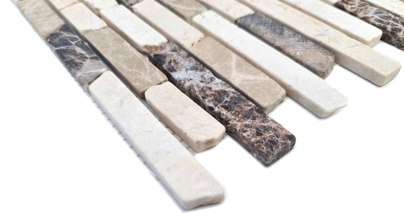 Mosaico de mármol piedra natural beige marrón Ladrillo Castanao Biancone MOS40-0195_f