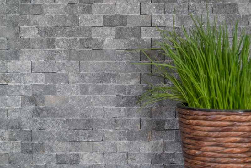 Mosaico de piedra pared de mármol piedra natural gris antracita Ladrillo Splitface gris Mármol 3D MOS40-48196_f