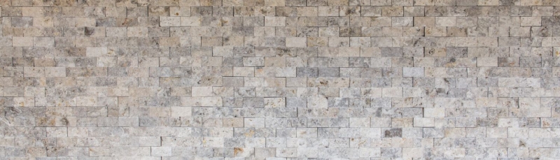 Mosaico de pared de piedra Travertino piedra natural blanco gris Ladrillo Splitface plata Travertino 3D MOS43-47248_f