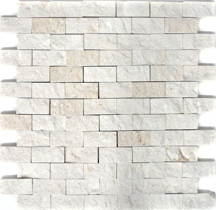 Mosaico Piedra Caliza Piedra Natural Ladrillo Blanco Splitface Colonial Caliza 3D MOS29-49248_f