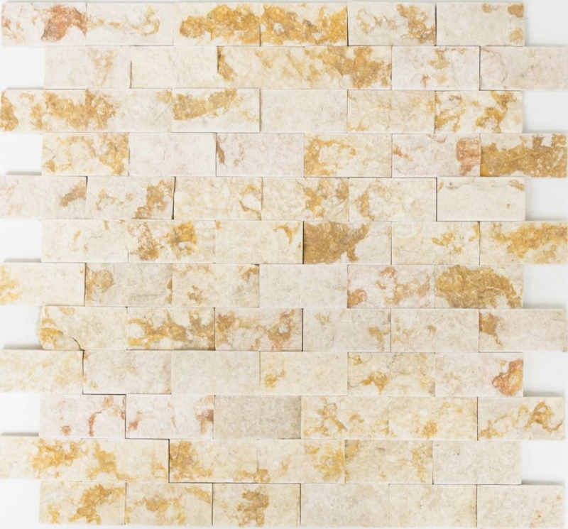 Mosaico de piedra pared de mármol piedra natural Ladrillo Splitface soleado beige 3 D MOS42-X3D46_f