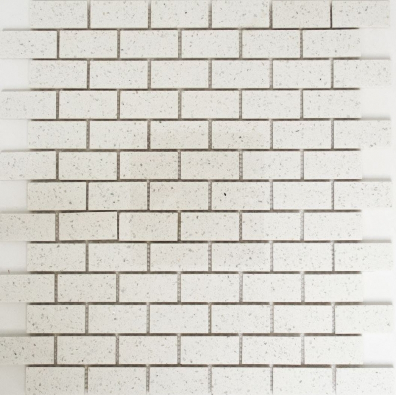 Mosaico de azulejos de cuarzo compuesto de piedra artificial Ladrillo Artifical blanco MOS46-0104_f