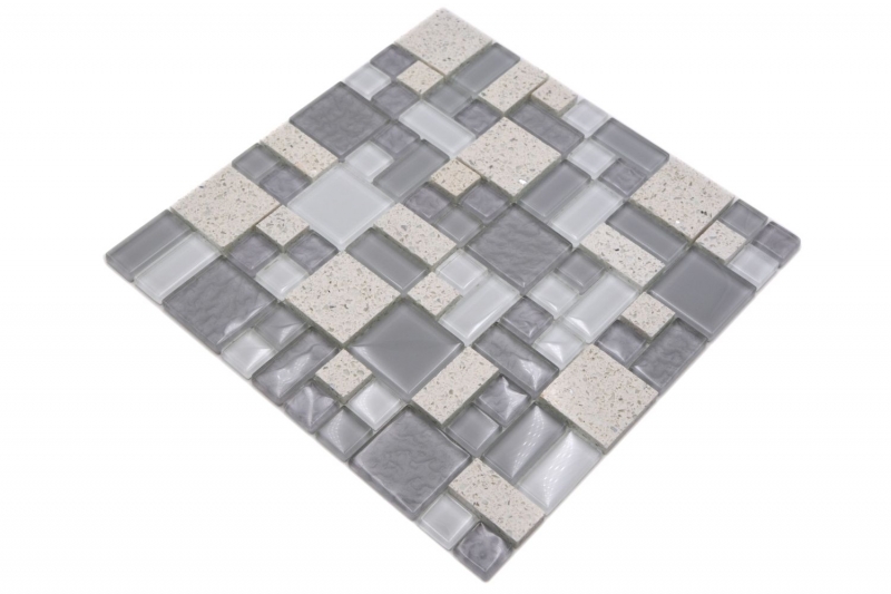Mosaico de azulejos translúcidos compuesto blanco combinación de mosaico de vidrio Crystal Artificial blanco MOS88-K990_f