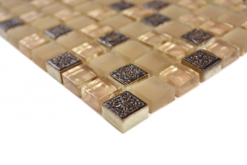 Mosaico beige translúcido Mosaico de vidrio Cristal Resina beige beige mate MOS92-1207_f