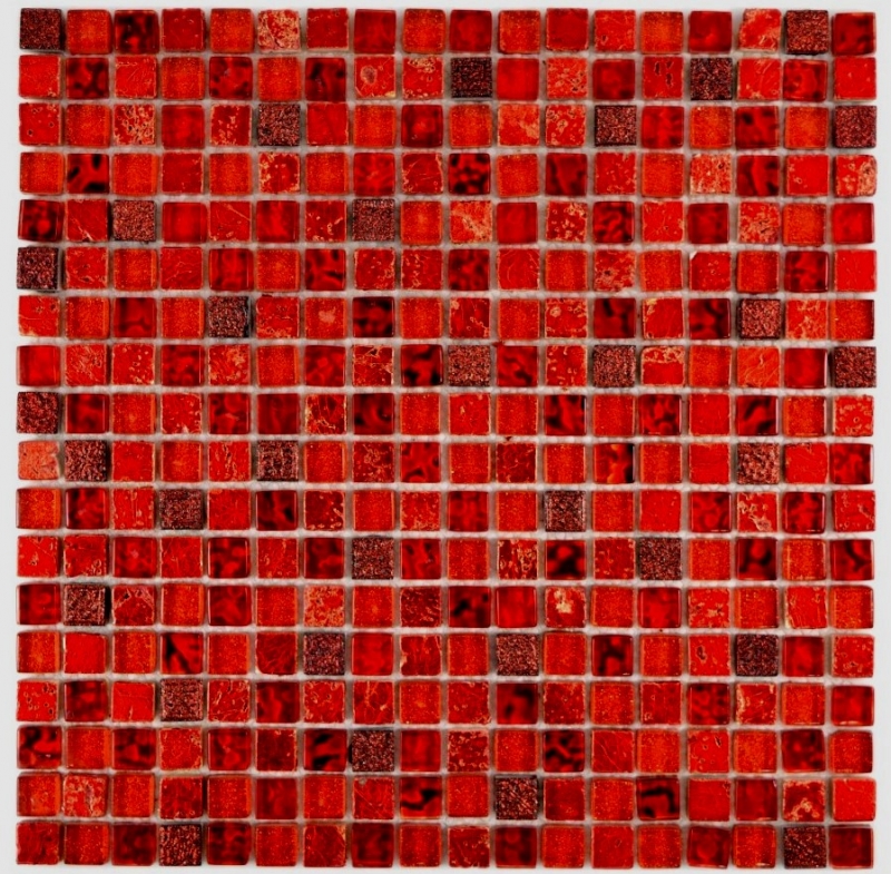 Mosaico rojo translúcido Mosaico de vidrio Cristal Resina rojo BAÑO WC Cocina PARED MOS92-0904_f