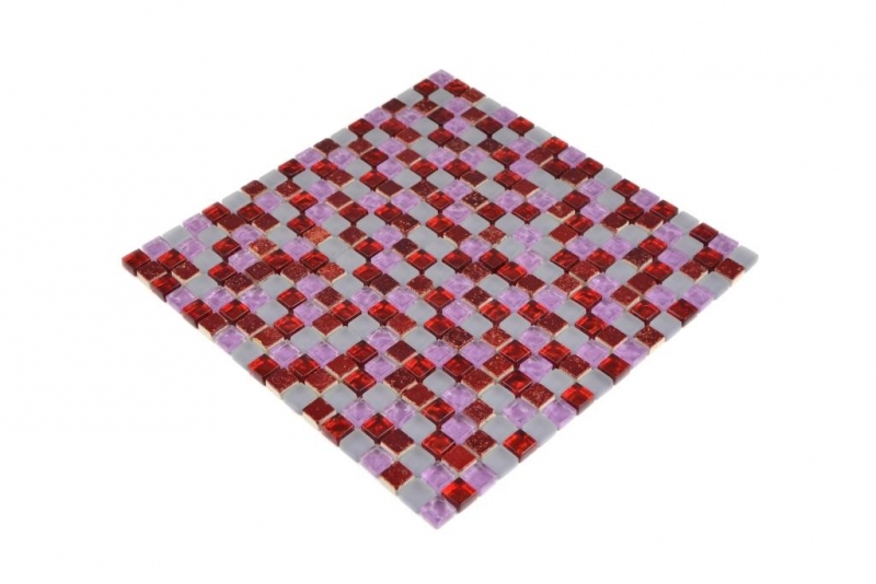 Mosaico de azulejos Translúcido rojo rosa blanco Mosaico de vidrio Cristal Resina rojo rosa blanco mate MOS92-0911_f