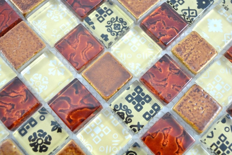 Mosaico de azulejos Translúcido beige rojo Mosaico de vidrio Cristal Resina Óptica beige rojo MOS83-CMCB25_f