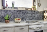 Mosaico de azulejos de cocina splashback translúcido negro ladrillo de vidrio de mosaico de piedra de cristal negro MOS87-b1128_f