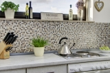 Mosaico de azulejos de cocina splashback translúcido beige claro mosaico de vidrio Crystal piedra emperador luz MOS92-1053_f