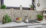 Mosaico de azulejos de cocina splashback luz translúcida beige ladrillo de vidrio de mosaico de cristal de piedra emperador luz MOS87-B1153_f