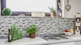 Mosaico de azulejos de cocina splashback translúcido gris-verde compuesto de mosaico de vidrio Crystal piedra gris-verde MOS87-V1352_f
