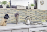 Mosaico de azulejos de cocina splashback oro translúcido rectángulo de cristal de mosaico de piedra de oro MOS87-29_f