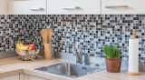 Mosaico de azulejos de cocina splashback translúcido gris negro mosaico de vidrio Crystal piedra EP gris negro plata MOS83-HQ24_f