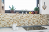 Mosaico de azulejos de cocina splashback oro translúcido rectángulo de vidrio de mosaico de piedra de cristal de oro retro MOS83-CRS4_f