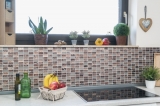 Mosaico de azulejos de cocina splashback marrón translúcido rectángulo de cristal de mosaico de piedra retro marrón MOS83-CRS6_f