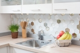 Mosaico de azulejos de cocina splashback blanco translúcido hexágono de vidrio mosaico de piedra de cristal 3D blanco MOS11E-66_f