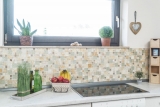 Mosaico de azulejos de cocina splashback translúcido ámbar oro combinación de vidrio mosaico de cristal de piedra ónix elegancia oro MOS88-MC649_f