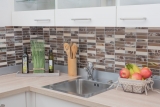 Mosaico de azulejos de cocina splashback translúcido marrón plata rectángulo de vidrio de mosaico de cristal de piedra marrón MOS87-78X_f