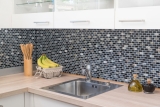Mosaico de azulejos de cocina splashback translúcido negro ladrillo de vidrio de mosaico de cristal de piedra concha negro MOS87-B03S_f