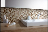 Mosaico de azulejos de cocina splashback beige mosaico de vidrio de piedra MOS62-1204-GN_f