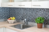 Mosaico de azulejos de cocina splashback gris negro mosaico de vidrio de piedra MOS62-0302-GN_f