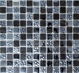 Mosaico de azulejos Translúcido gris negro Mosaico de vidrio Piedra de cristal gris negro MOS82-0208_f