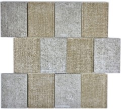 Mosaico de azulejos de cerámica translúcida beige rectángulo de cristal de mosaico de cerámica beige MOS88J-1202_f