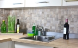 Mosaico azulejos cocina splashback autoadhesivo aluminio gris claro metal aspecto madera claro MOS200-2222_f