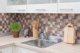 Mosaico azulejos cocina splashback autoadhesivo aluminio gris beige metal efecto madera MOS200-2422_f