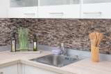 Mosaico azulejos cocina splashback autoadhesivo mármol piedra natural marrón oscuro piedra natural emperador oscuro MOS200-0113_f