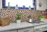 Mosaico de azulejos de cocina splashback autoadhesiva piedra beige marrón mosaico de vidrio de piedra beige marrón MOS200-4M372_f