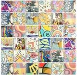 Colorido estilo retro mosaico azulejos POP UP ART diseño cocina splashback MODERN ART MOS14-1606_f