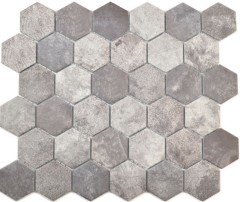 Mosaico de cerámica hexágono cemento gris oscuro mosaico azulejos pared azulejos backsplash cocina baño MOS11H-0026_f