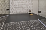 Cerámica mosaico hexágono negro R10B plato de ducha azulejos mosaico azulejos cocina baño piso MOS11H-0303-R10_f