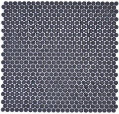 Botón mosaico vidrio negro brillo mate base ducha pared baño revestimiento MOS140-0311_f